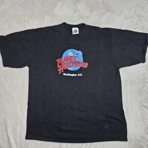 VINTAGE Planet‎ Hollywood Shirt Mens XL Black Washington DC Made in USA 90s